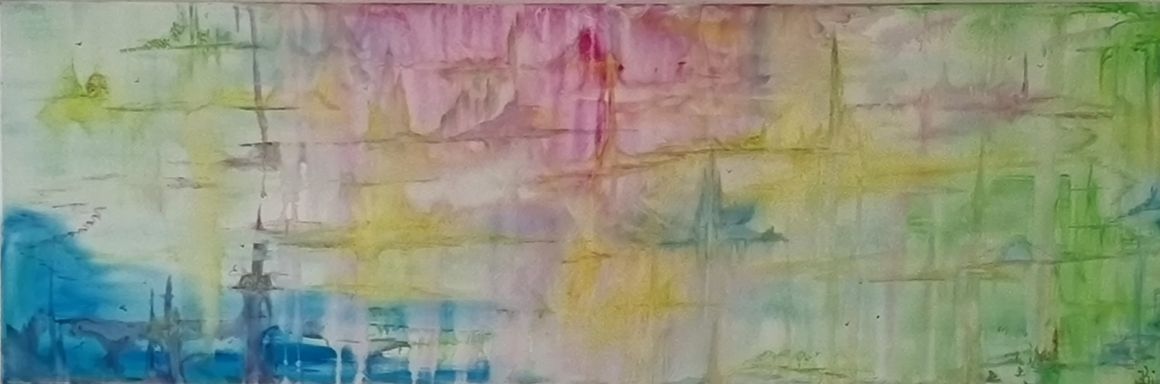 Leuchtende Farben Abstraktes Gemälde. Einzelne Bereiche ergeben ein großes Ganzes. Kathi Hildebrandt
