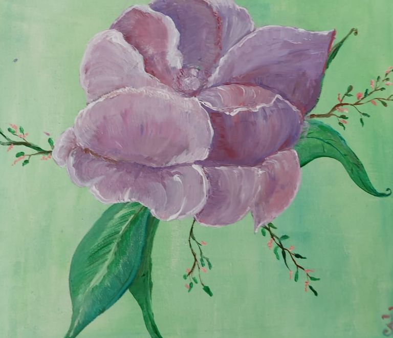 Acrylgemälde von Kathi Hildebrandt, Ganzheitliche Künstlerin. Blüte. Gemälde bereits vergeben.