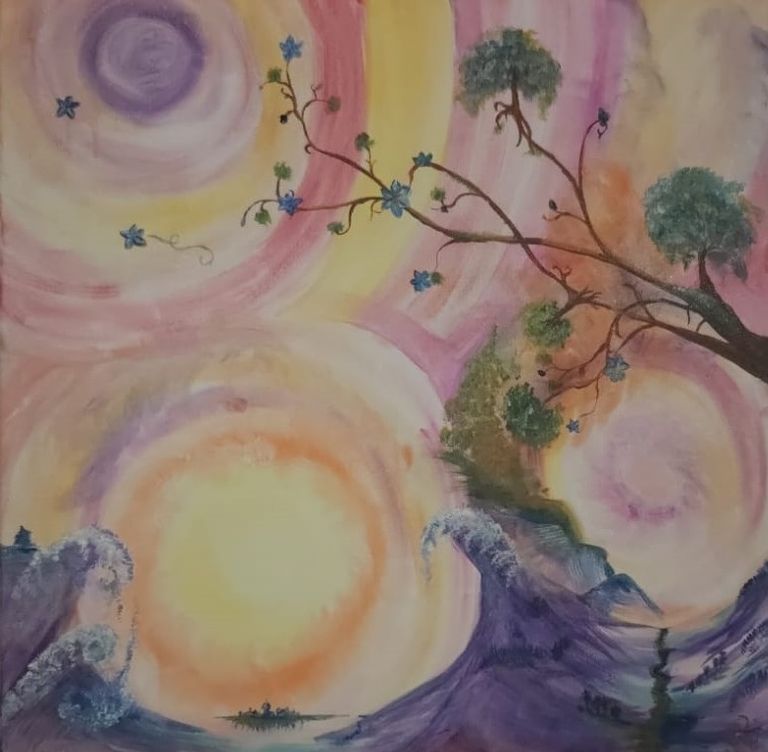 Acrylgemälde von Enthousio-Art. Kathi Hildebrandt. Buntes Gemälde. Dieses Gemälde ist bereits vergeben.