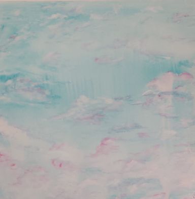 Acrylgemälde auf Leinwand von Kathi Hildebrandt Wolkenlandschaft in zartem Blau und Weiß