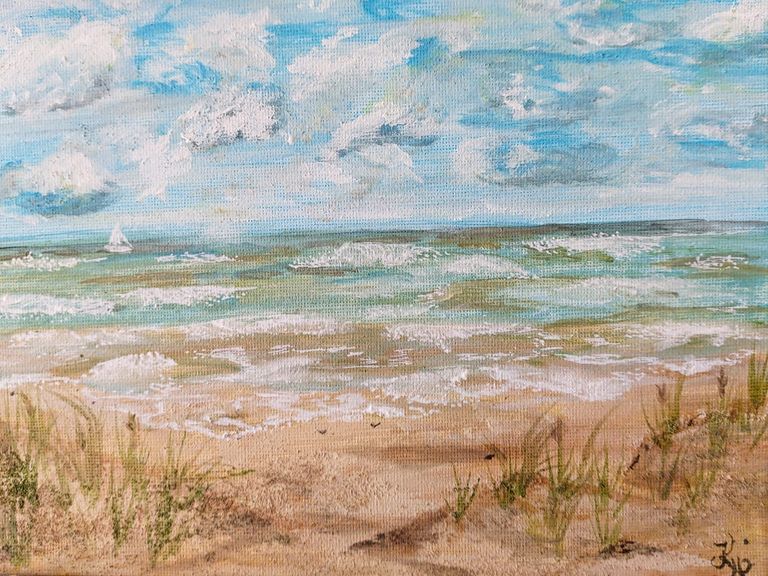 Acrylgemälde von Enthousio-Art. Kathi Hildebrandt. Dieses Gemälde ist bereits vergeben. Strandbild.