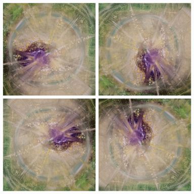 Beispiel für ein Seelenbild von Enthousio-Art. große Lichtkugel mit lila und grünen Elementen.